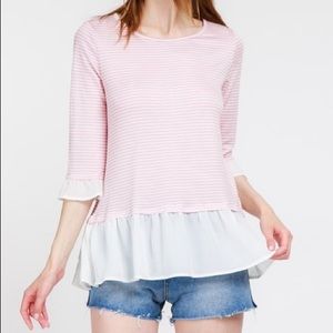 Pink and white striped top